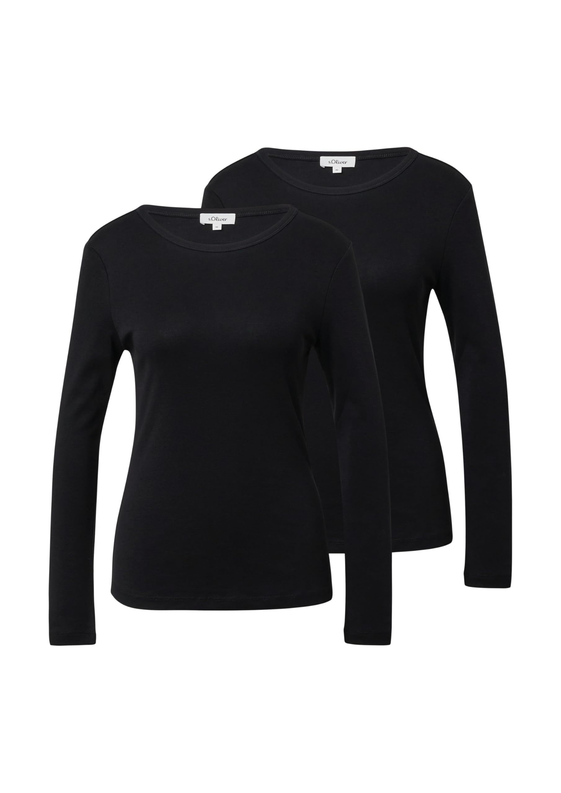s.Oliver Slim-Fit Longsleeve 2er-Pack Schwarz gerippt