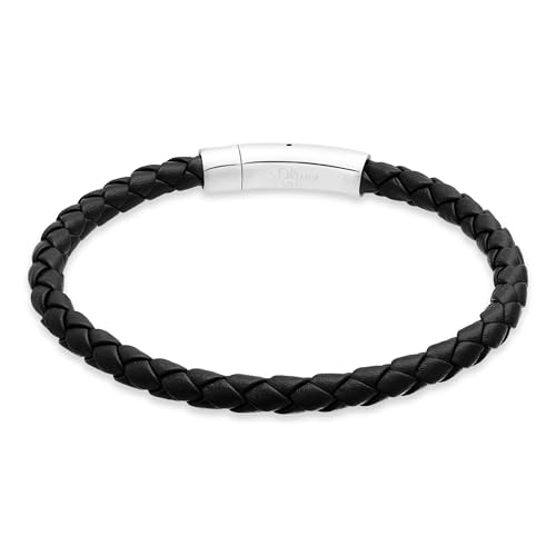 s.Oliver RED LABEL Armband Leder schwarz Edelstahl