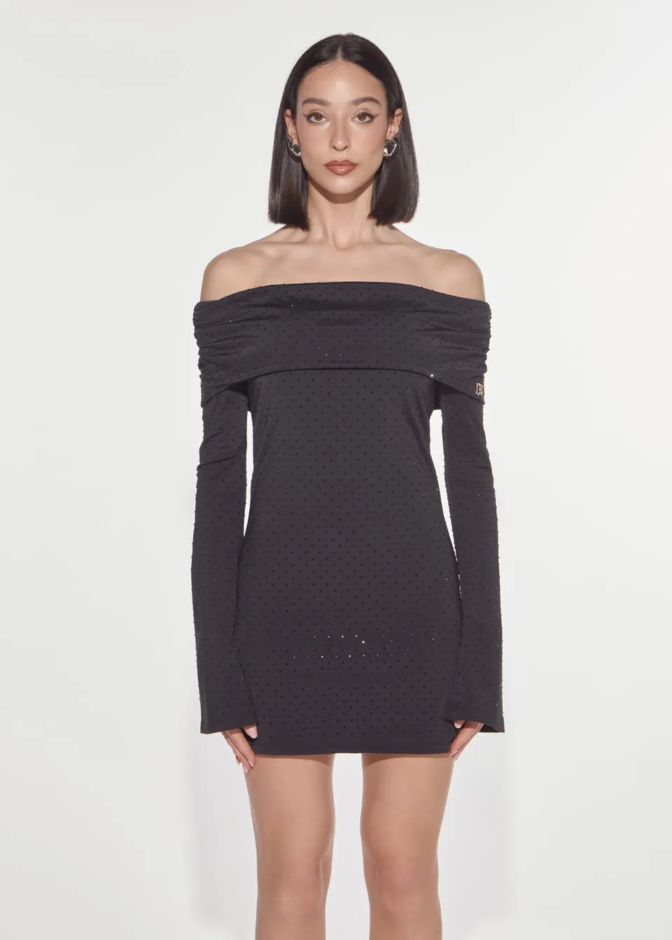 Denny Rose Jersey Strass Minikleid Schwarz
