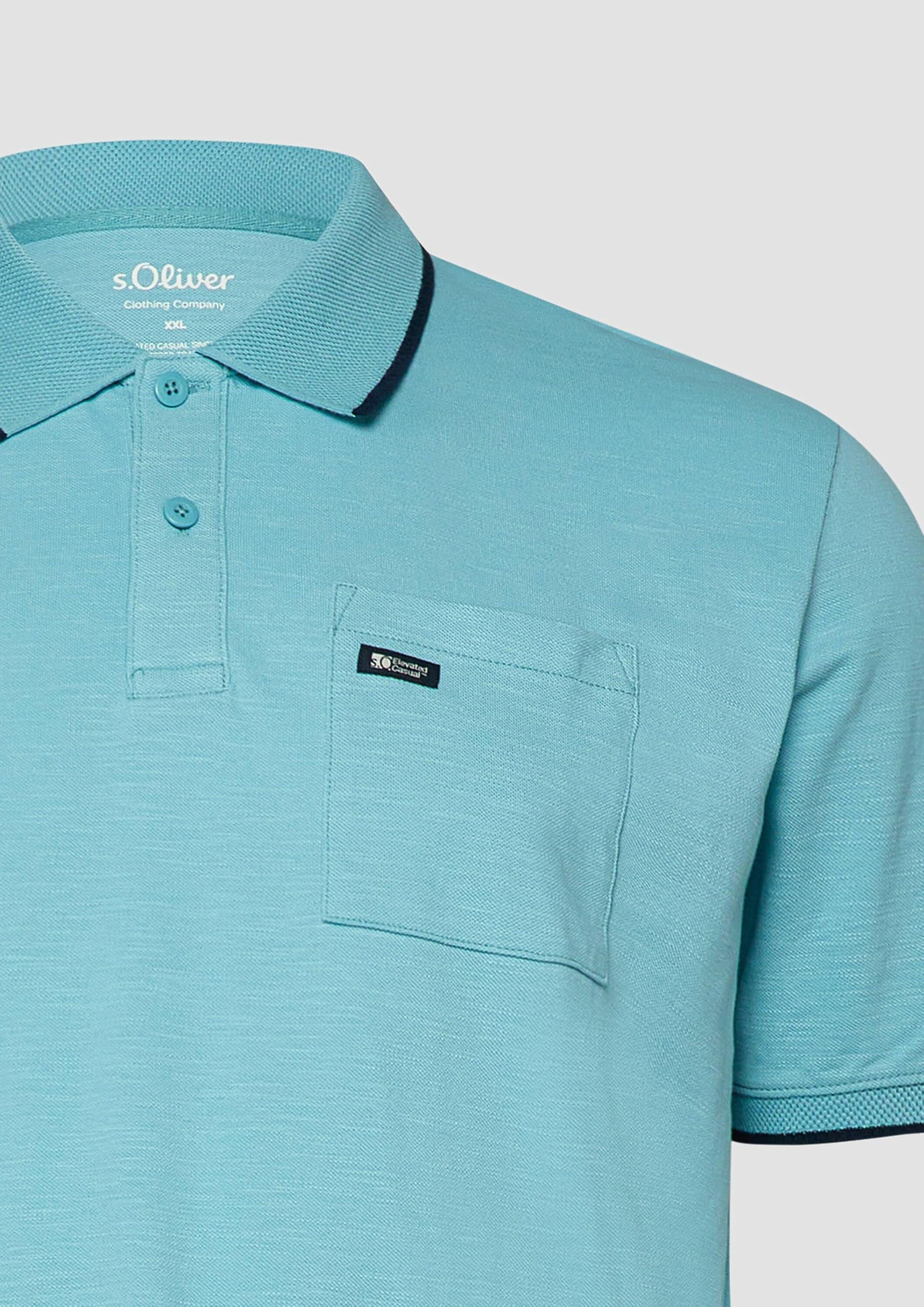 s.Oliver Junior Flammgarn-Piqué Poloshirt türkis Regular Fit