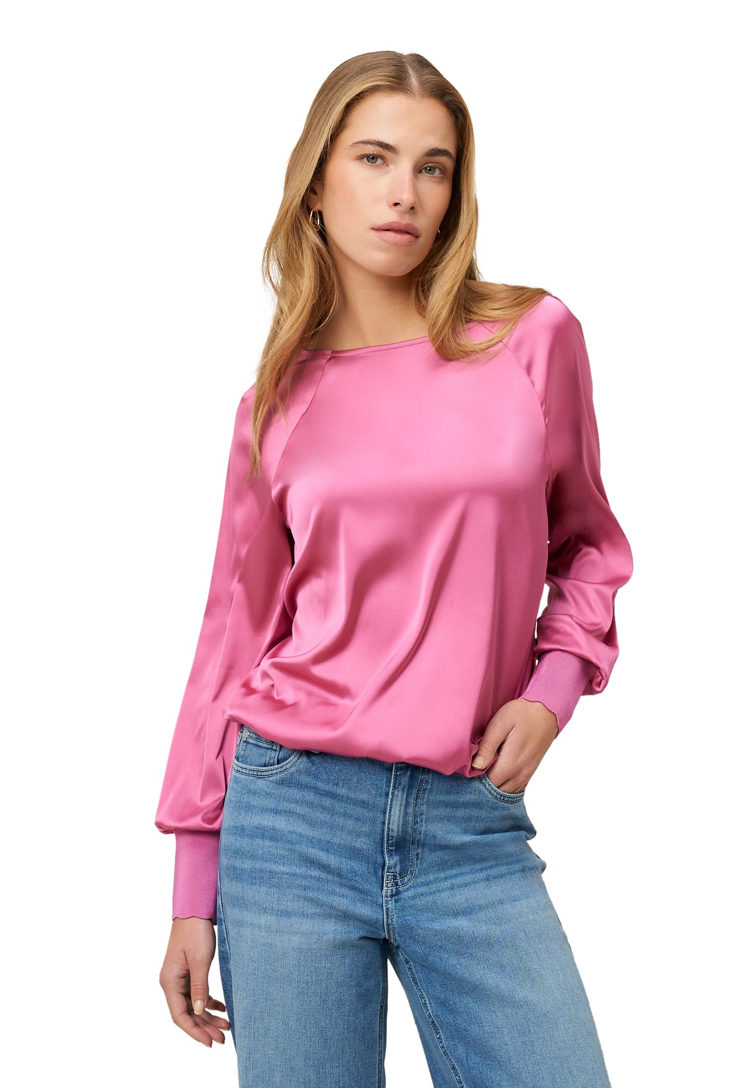 zero Satinbluse Strickbündchen Raspberry Velvet Gr.40