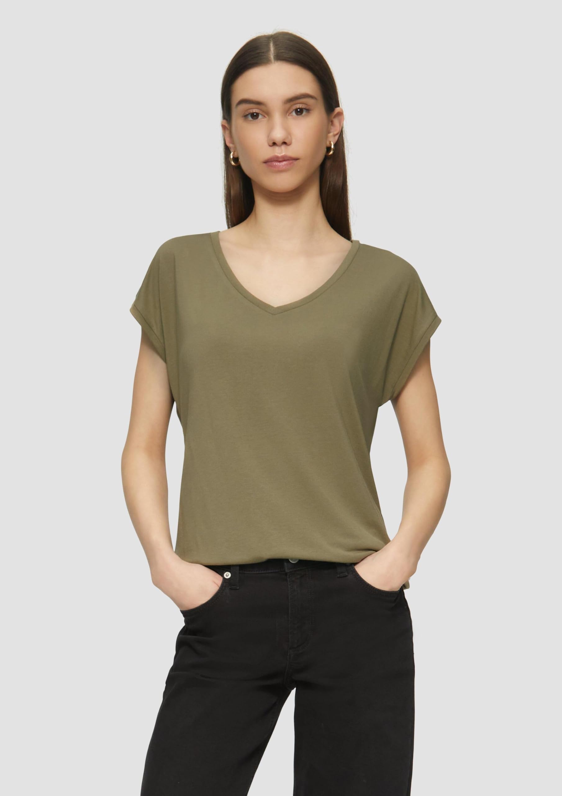 s.Oliver QS T-Shirt Modalmix locker geschnitten