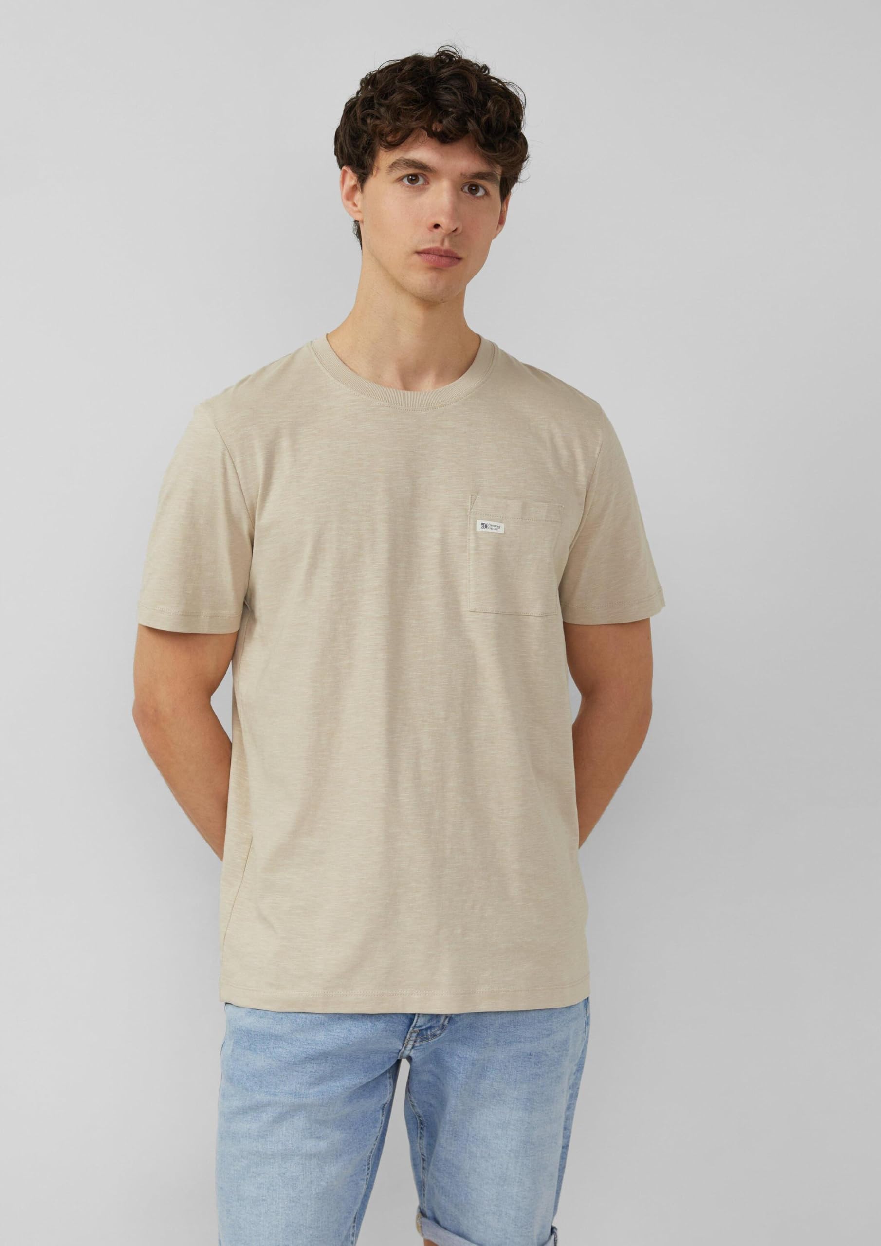 s.Oliver T-Shirt Flammgarn Brusttasche Beige