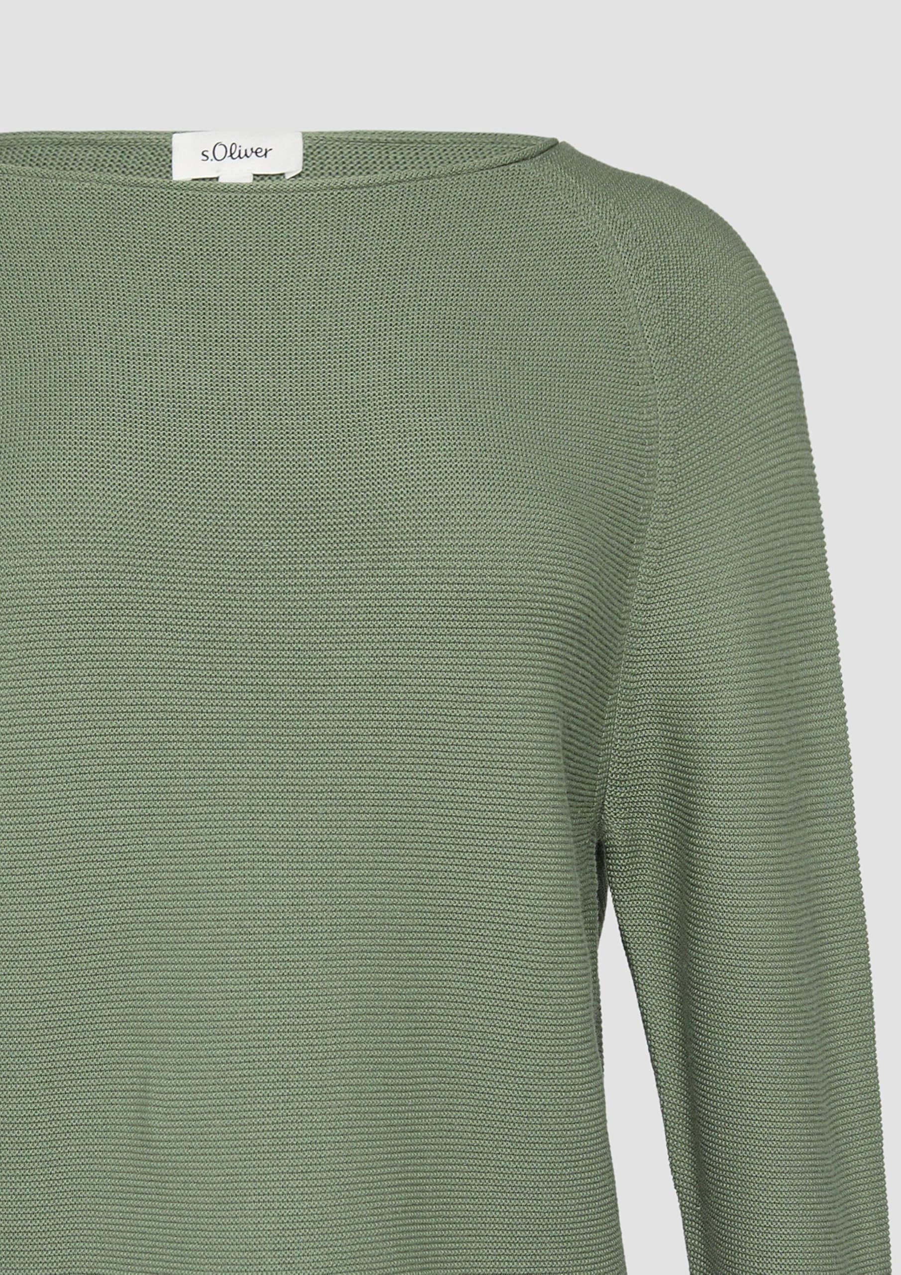 s.Oliver Strickpullover U-Boot-Ausschnitt Rollsaum gestreift