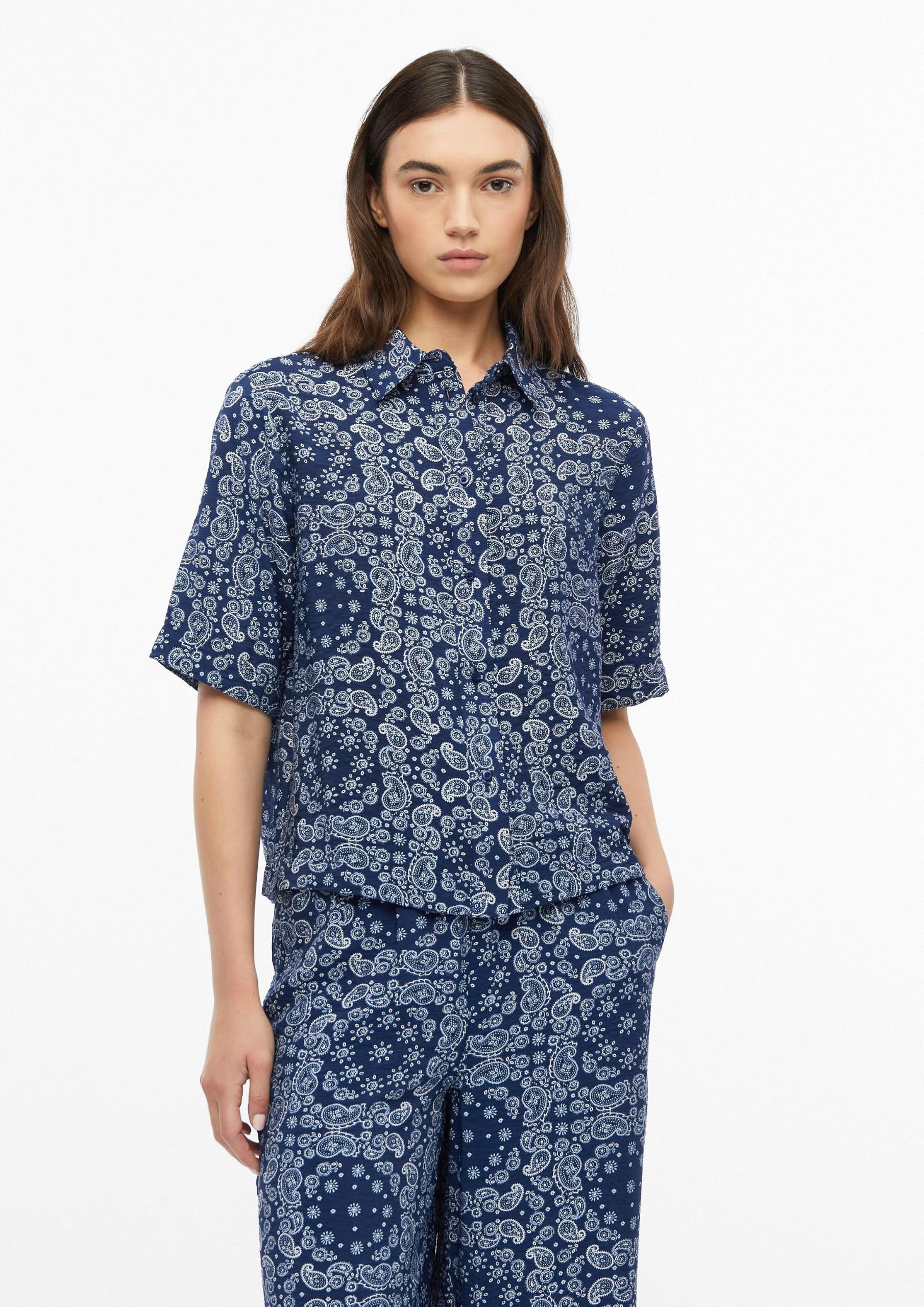 s.Oliver RED LABEL Viskosemix-Bluse Boxy Fit dunkelblau Gr. 34