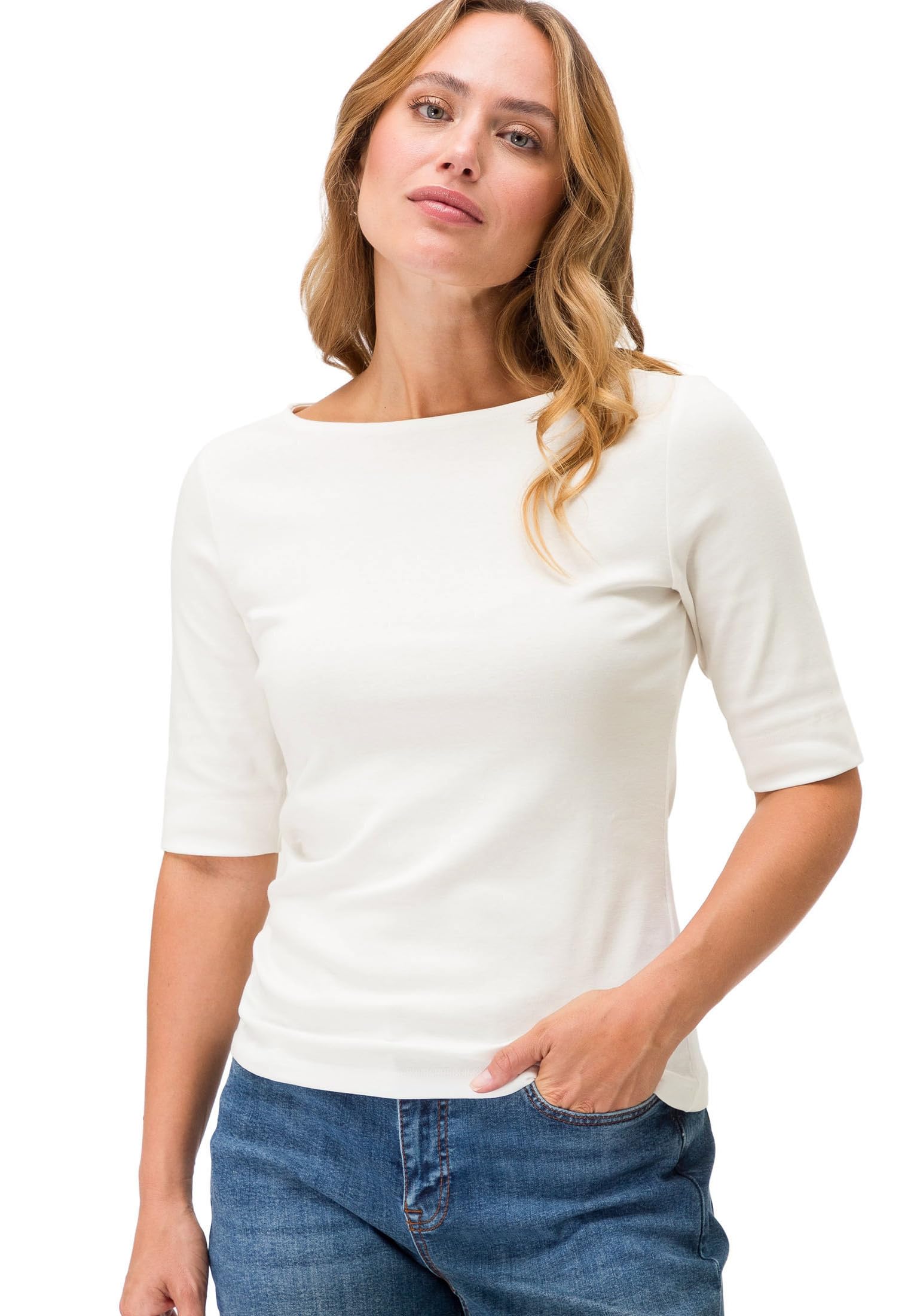 zero Basic Shirt U-Boot-Ausschnitt Damen Bio-Baumwolle