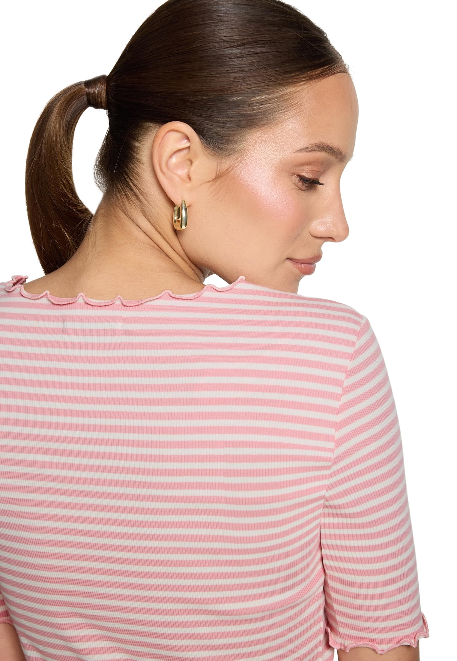 zero Halbarm-Shirt mit Raffung Gr.38 Rosé/Cream