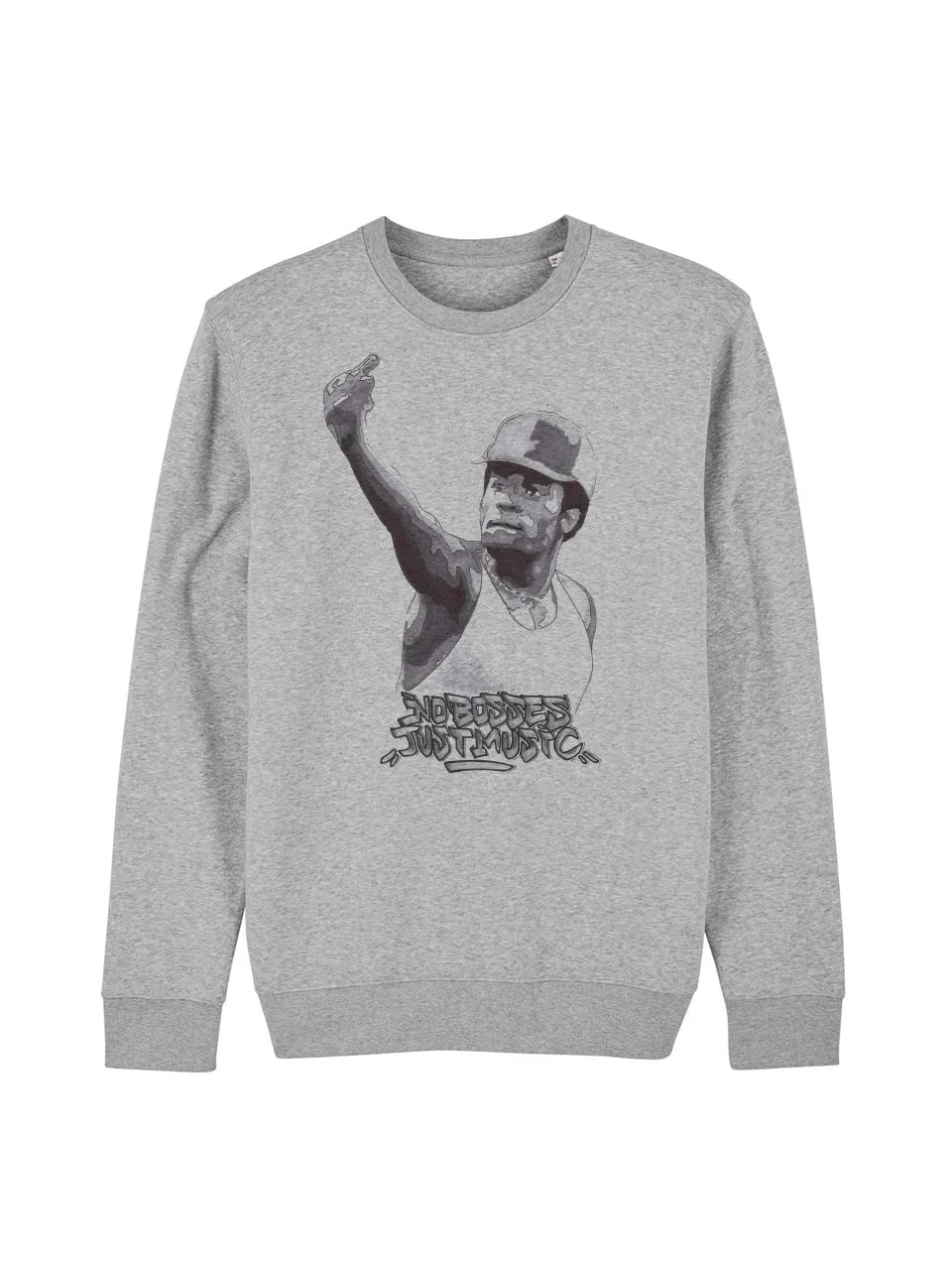 dna merch No Bosses Rundhalspullover Damen grau Biobaumwolle