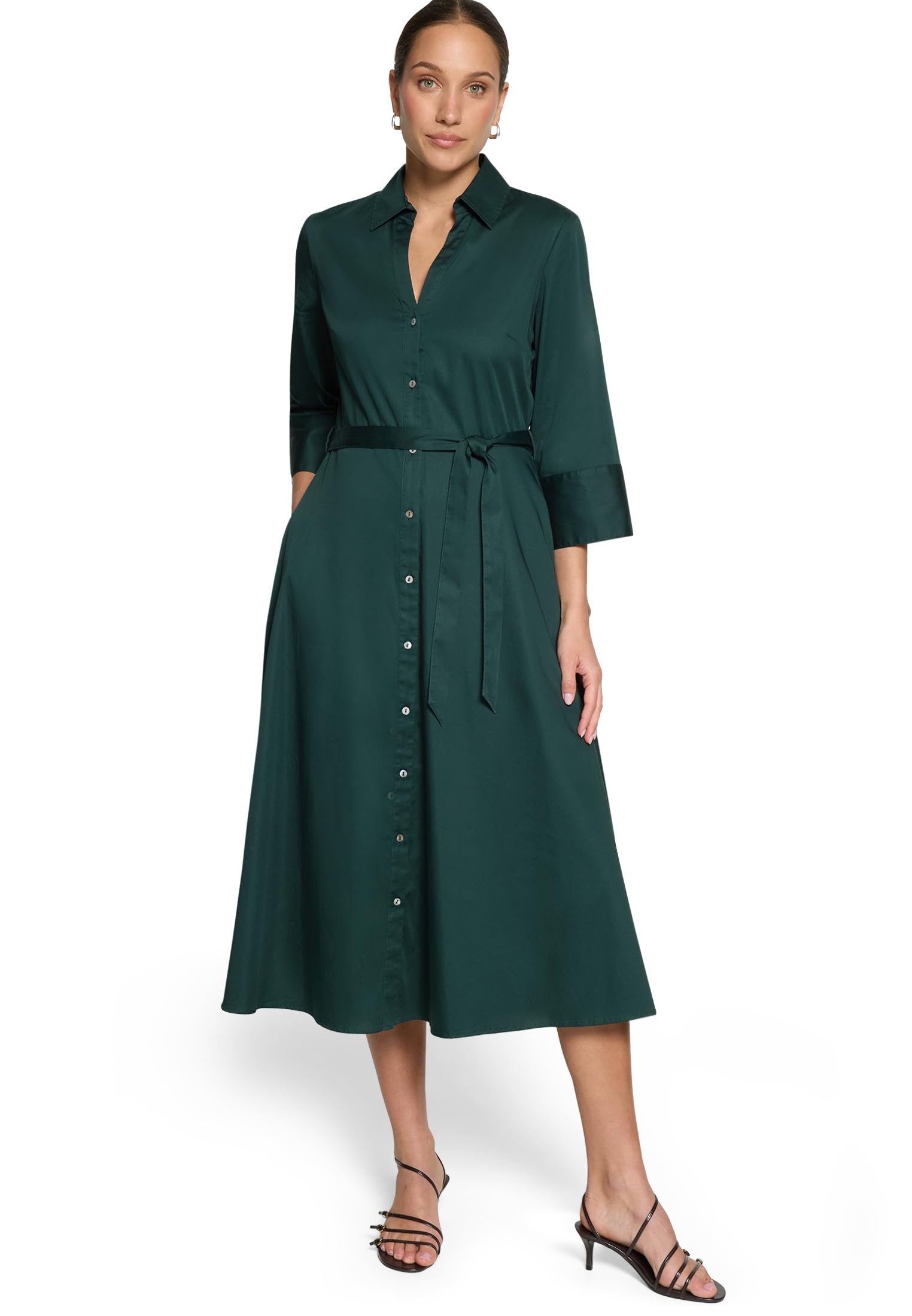 zero Hemdblusenkleid mit 3/4 Arm Hemdkleid Midi