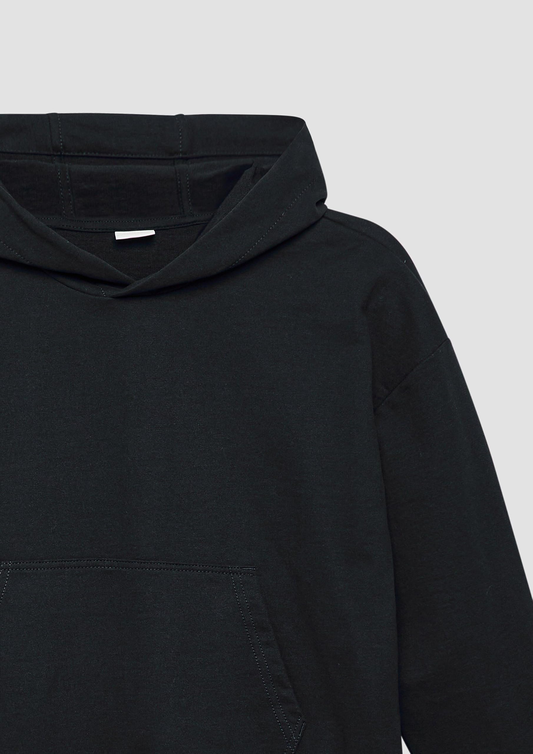 s.Oliver Oversized Hoodie Schwarz Schrift-Print Känguru