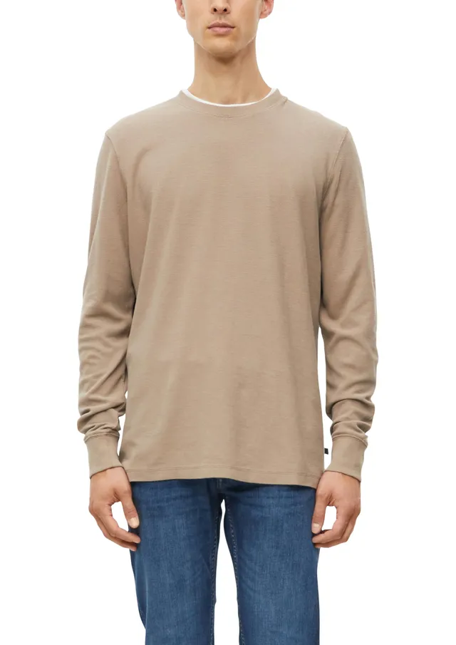 s.Oliver Waffel-Jersey Langarmshirt hellbraun S