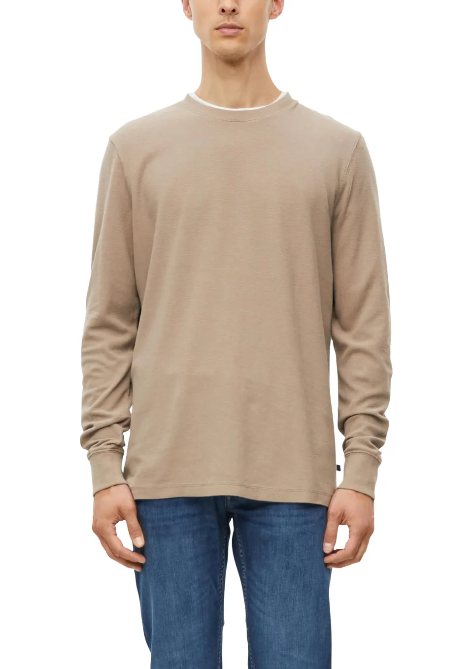 s.Oliver Waffel-Jersey Langarmshirt hellbraun S