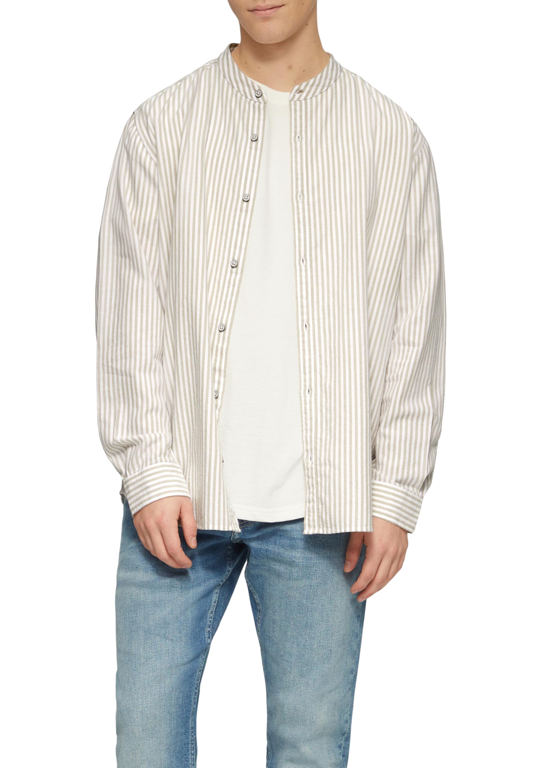 s.Oliver QS Stehkragenhemd Herren Oxford gestreift