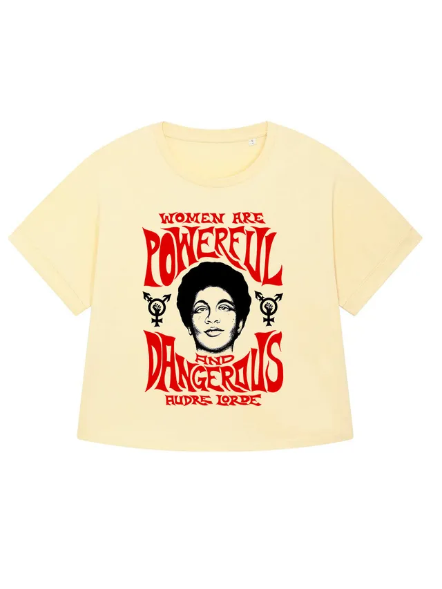 dna merch Roundback Oversized Powerful And Dangerous T-Shirt Weiß