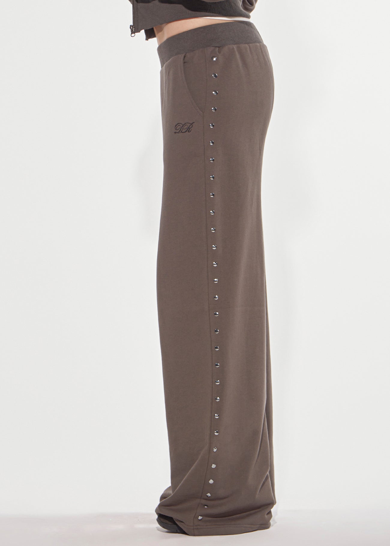 Denny Rose Wide Leg Jogginghose grau Nieten Sweat
