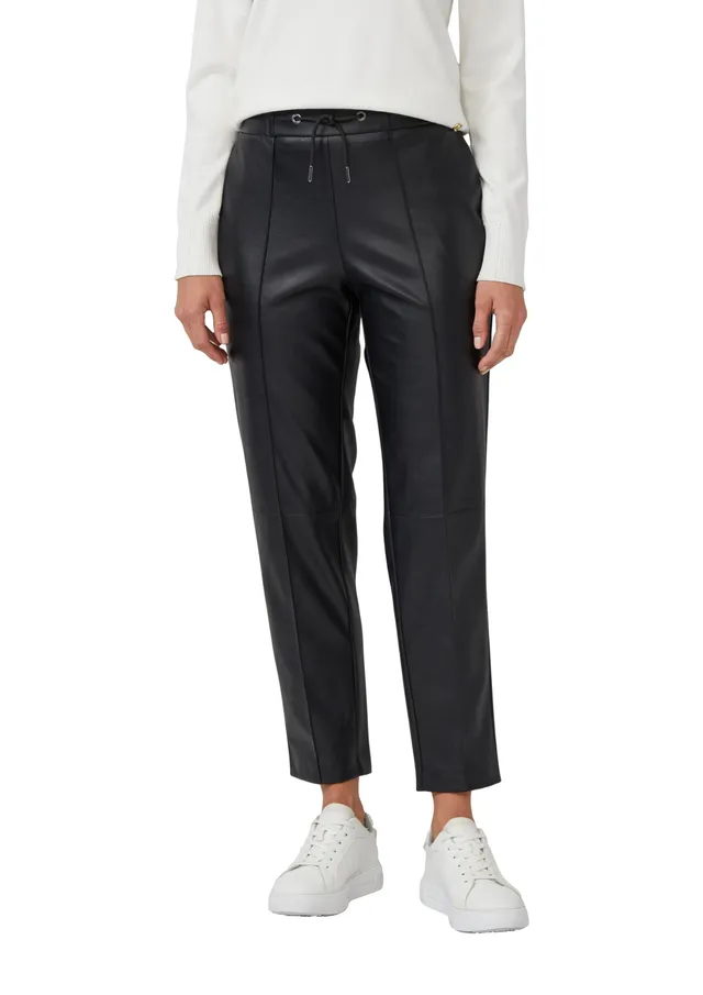 s.Oliver Junior Jogpants Lederimitat Hose mit Tunnelzug schwarz