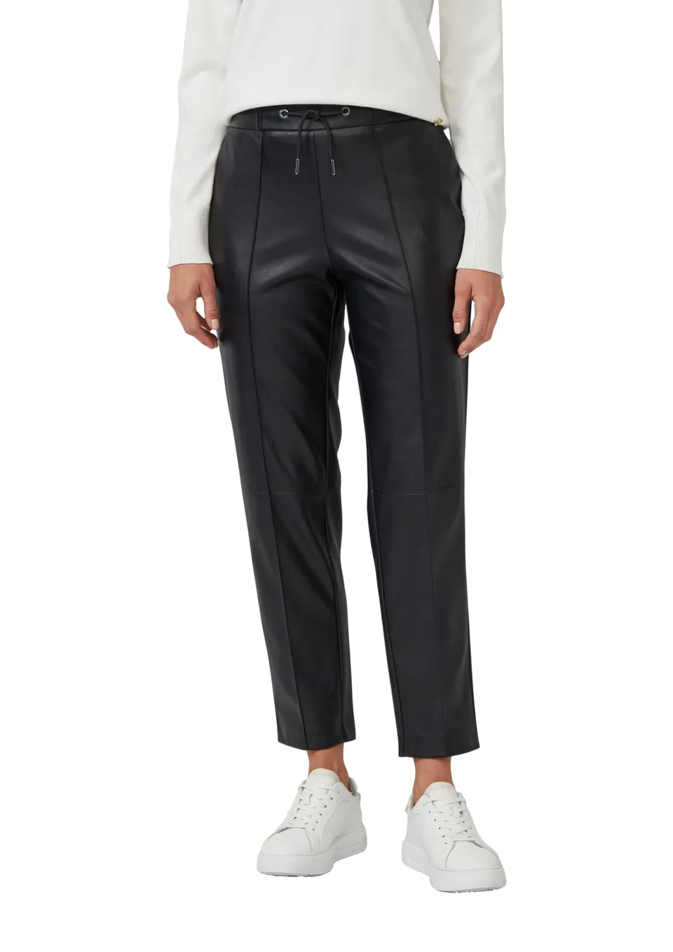 s.Oliver Junior Jogpants Lederimitat Hose mit Tunnelzug schwarz