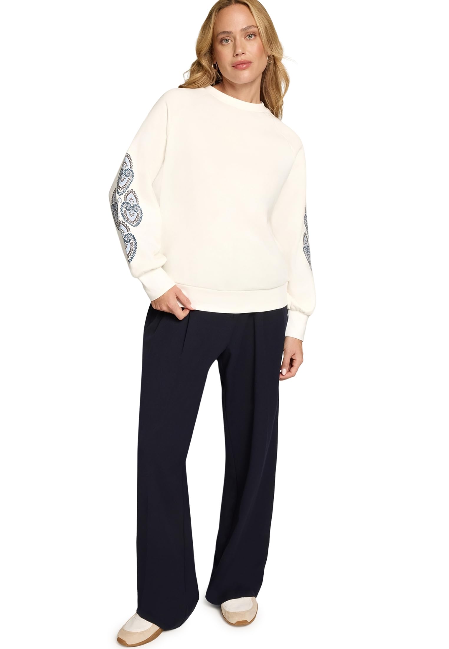zero Sweatshirt mit Aufdruck Gr. 38 CreamBlue lässig