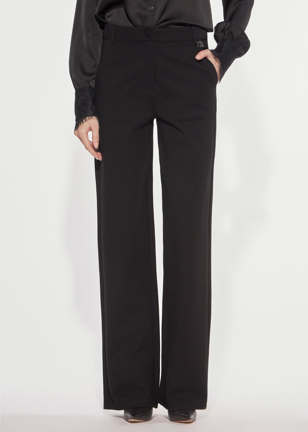 Denny Rose Punto Milano Hose Schwarz Gerade