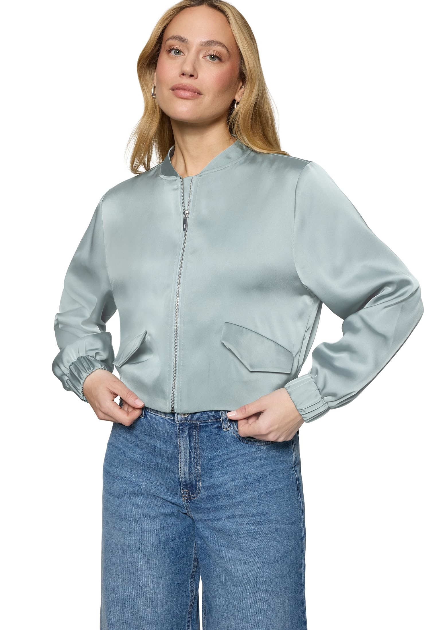 zero Blouson Langarm Jacke 40 Silver Blue leicht