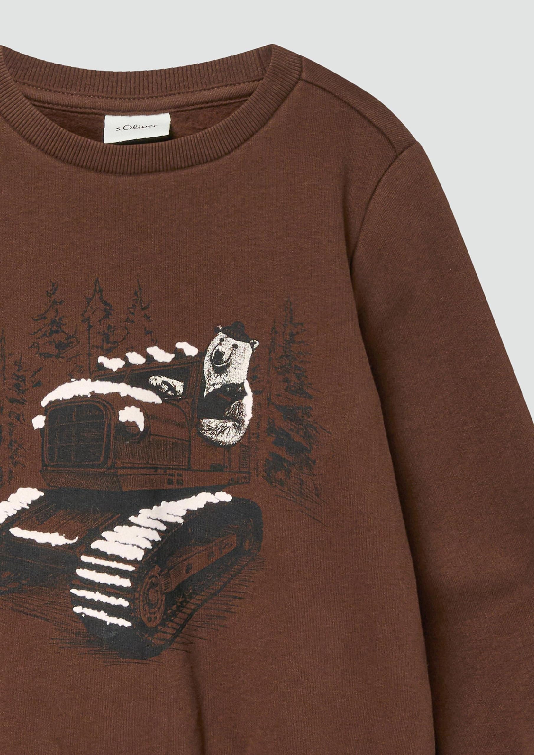 s.Oliver Junior Sweatshirt Frontprint 128-134 kuschelig braun