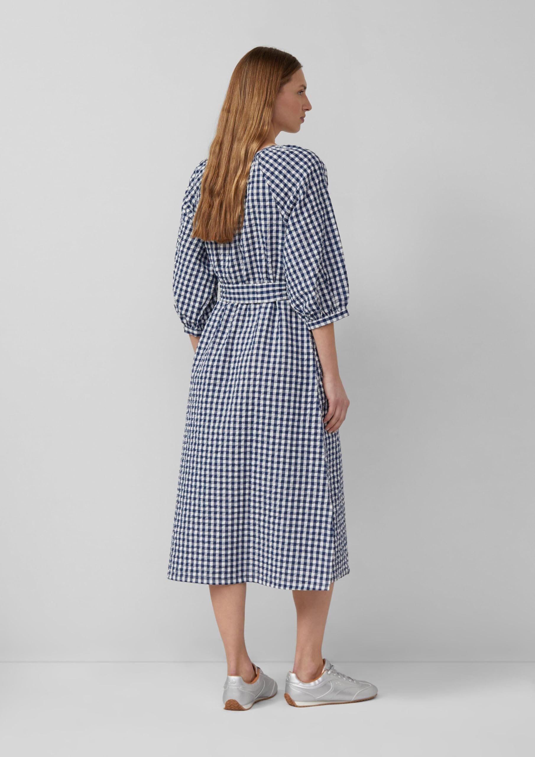s.Oliver Red Label Seersucker-Kleid kariert 48 Gürtel