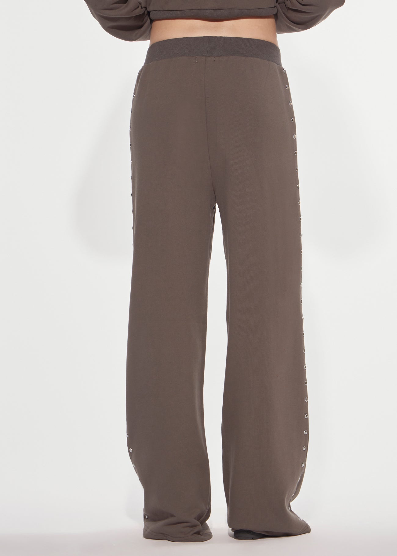 Denny Rose Wide Leg Jogginghose grau Nieten Sweat