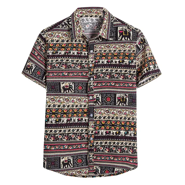 Singular AG Hawaiihemd Palmen Herren XXL Braun Kurzarm