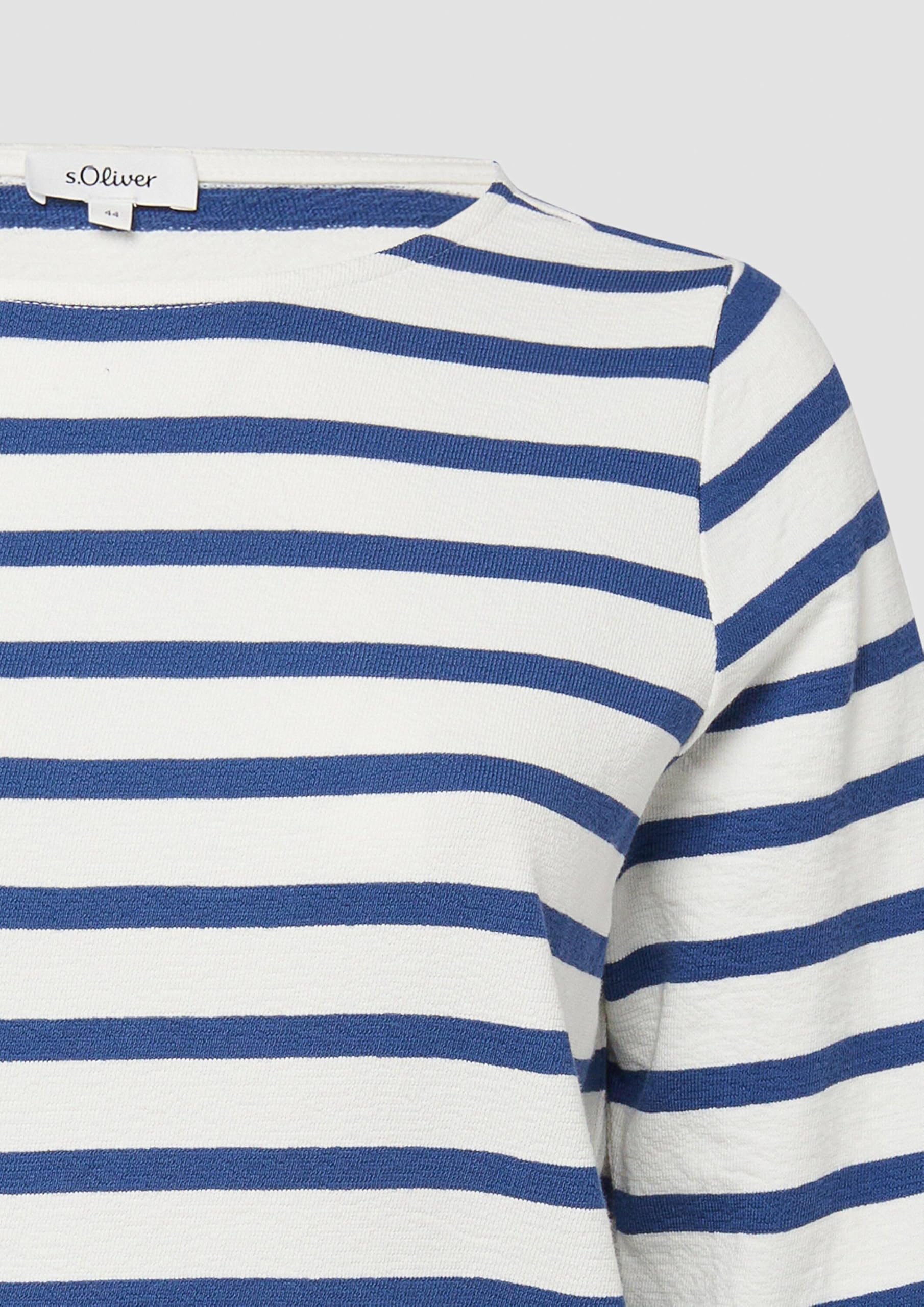 s.Oliver 2181708 Sweatshirt Streifen 48 blau Baumwolle