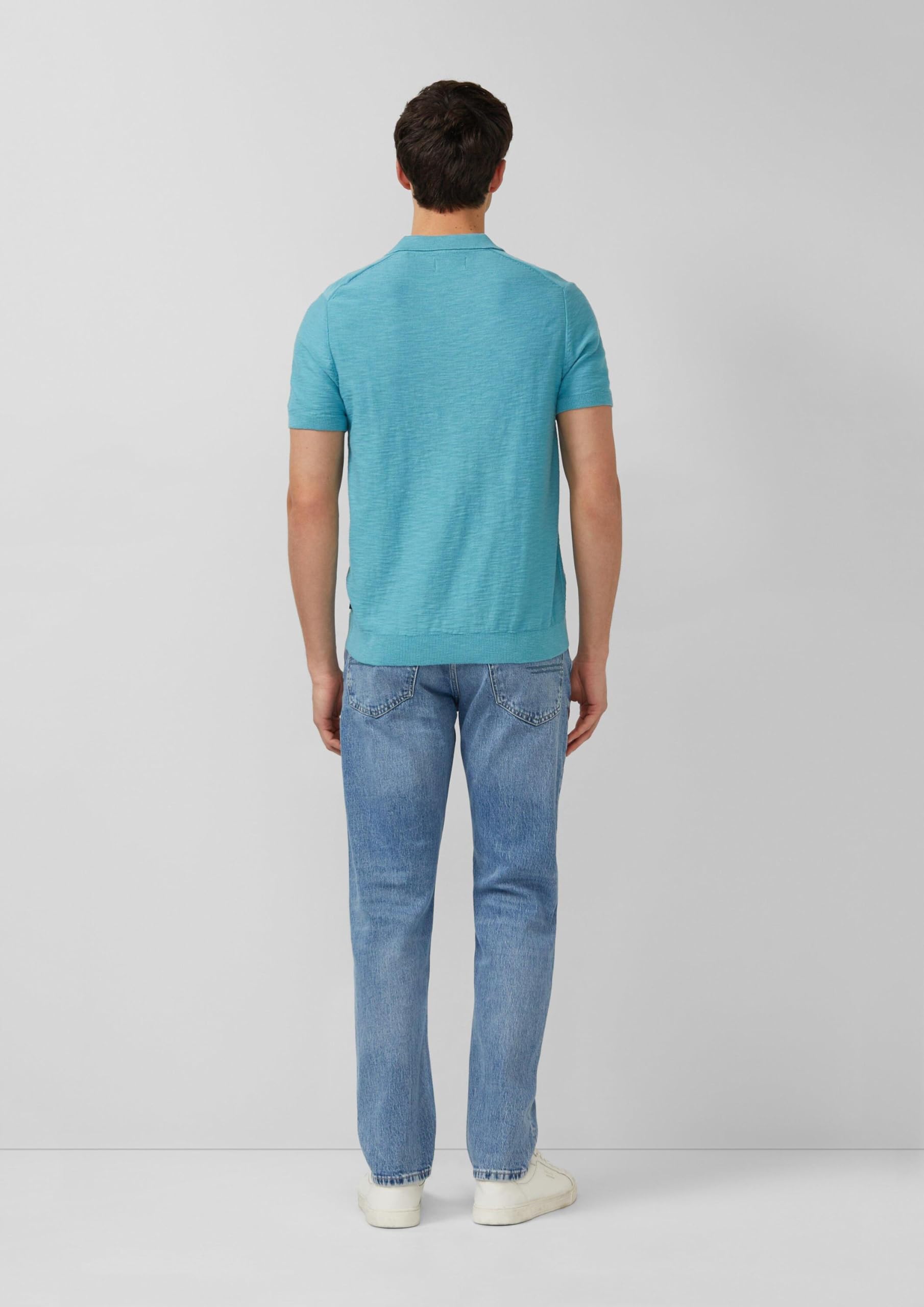 s.Oliver Red Label Strick-Poloshirt Flammgarn L Türkis