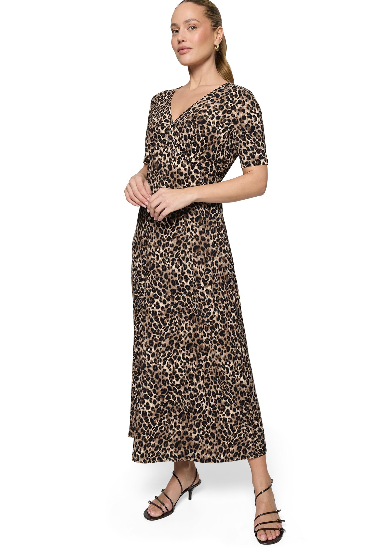 zero Maxikleid Leoprint Gr.40 Kurzarm A-Linie