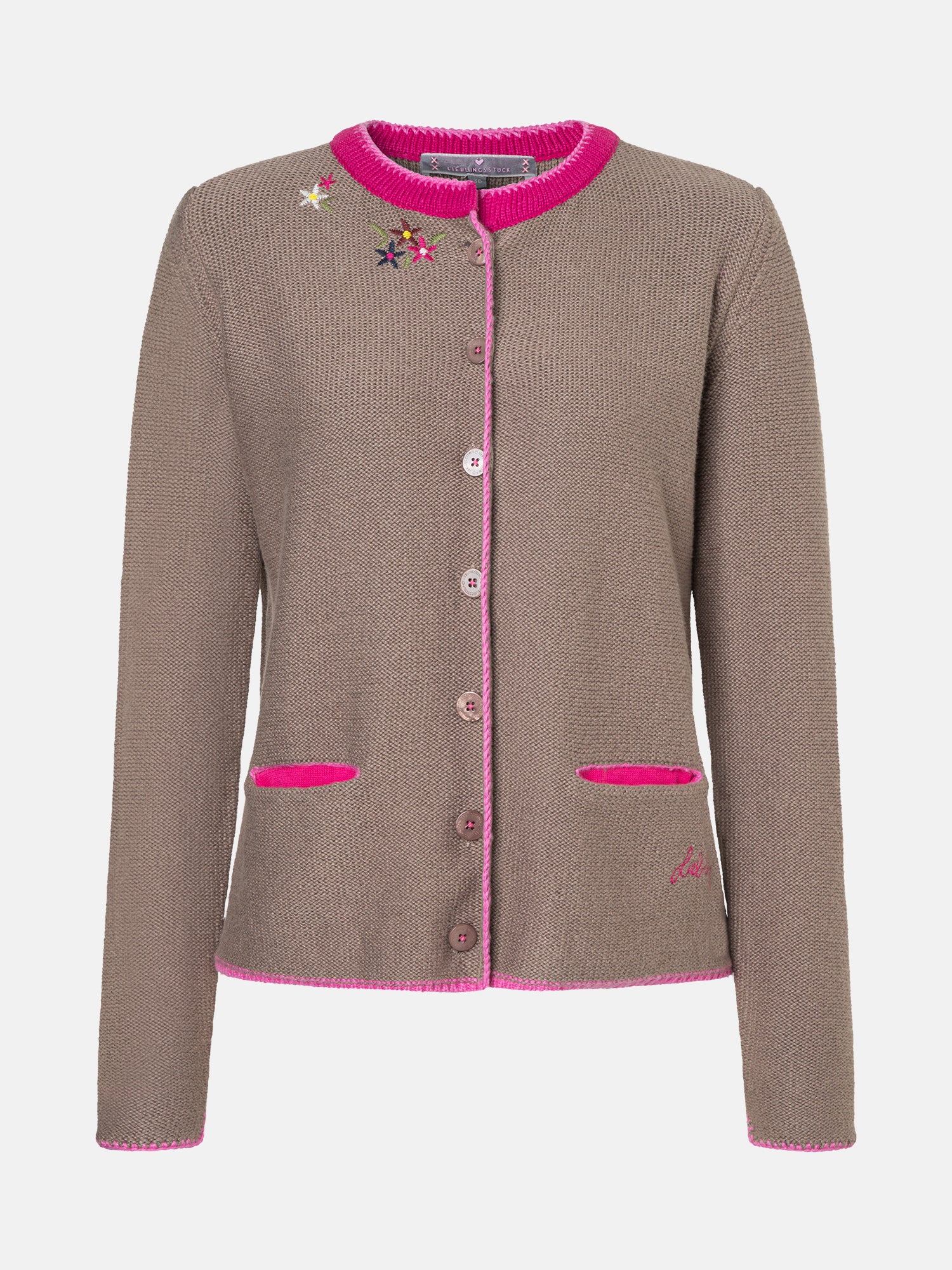 Lieblingsstück ZippaL Strickjacke taupe Merinowolle