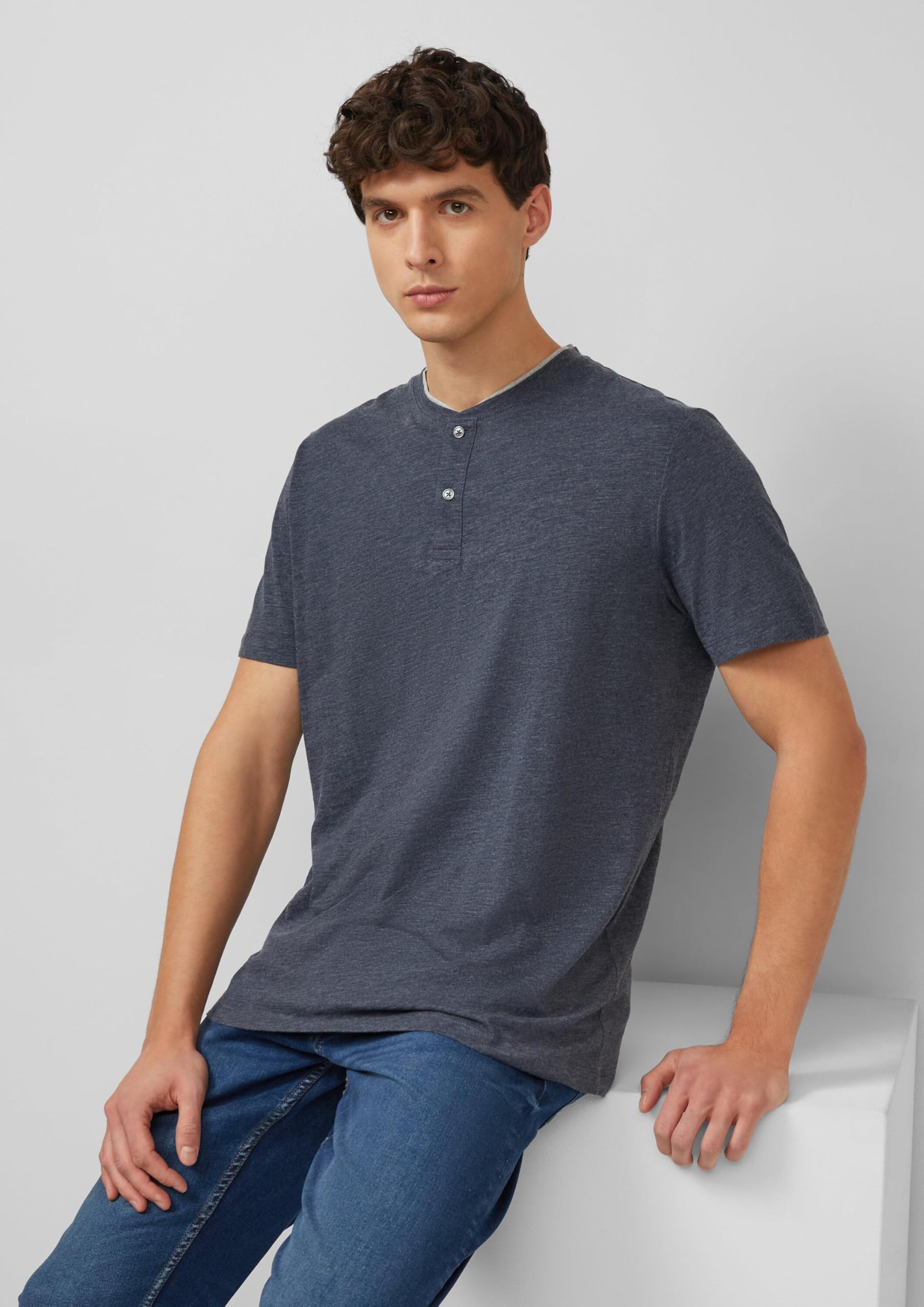 s.Oliver Junior Melange-Jersey Henley-Shirt 3XL Baumwolle