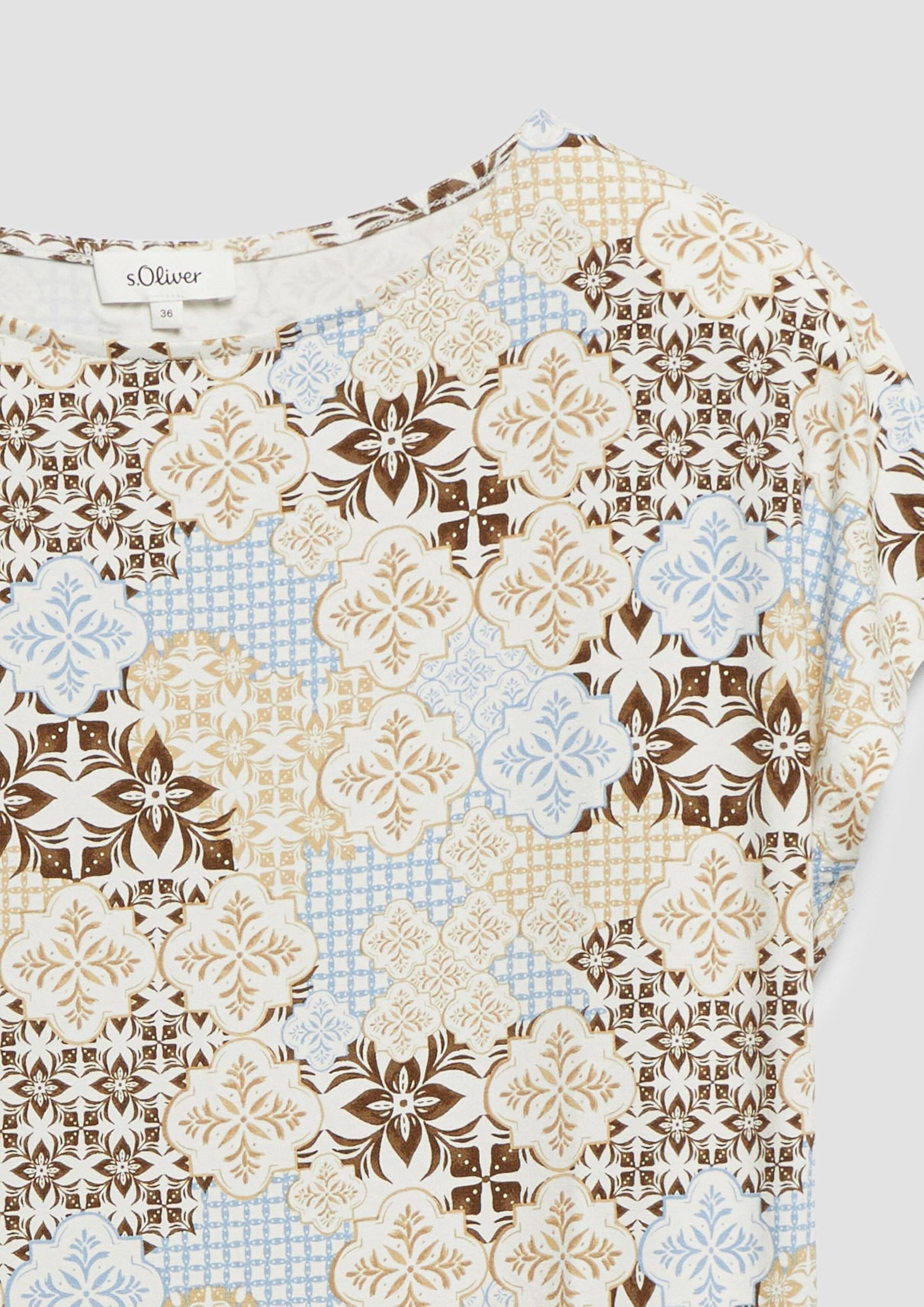 s.Oliver Jersey-Shirt Überschnitten Print Bordeaux