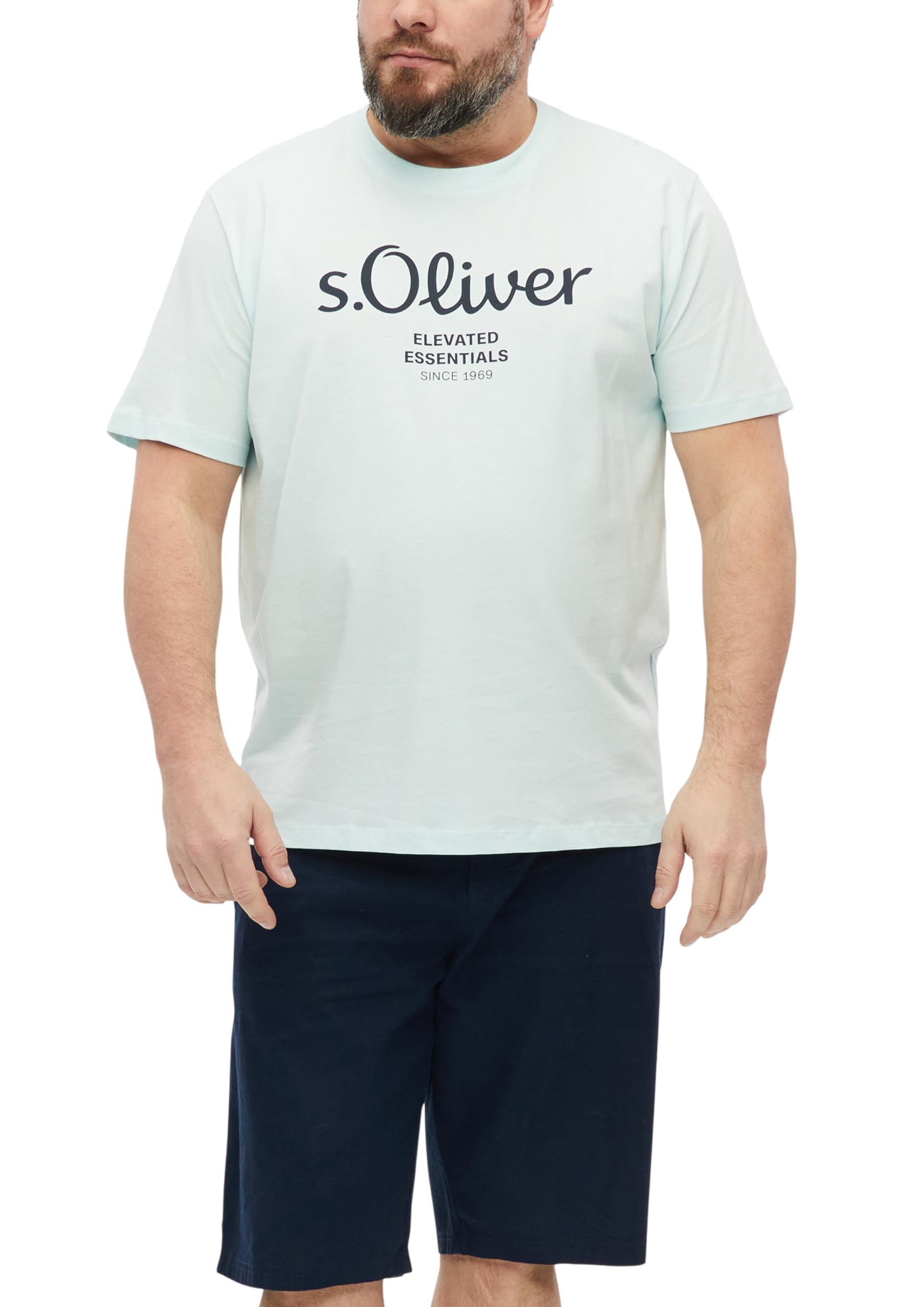 s.Oliver Baumwoll-T-Shirt Logo-Print Dunkelbraun