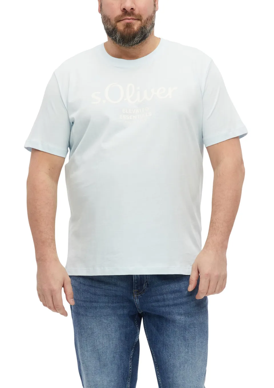 s.Oliver Baumwoll-T-Shirt Logo-Print Dunkelbraun