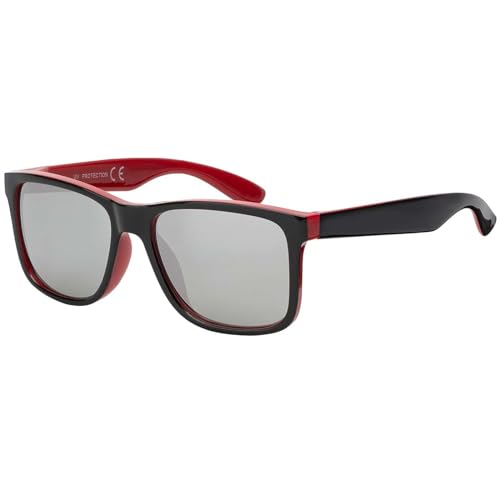 BEZLIT Kinder Sonnenbrille rechteckig rot-schwarz verspiegelt