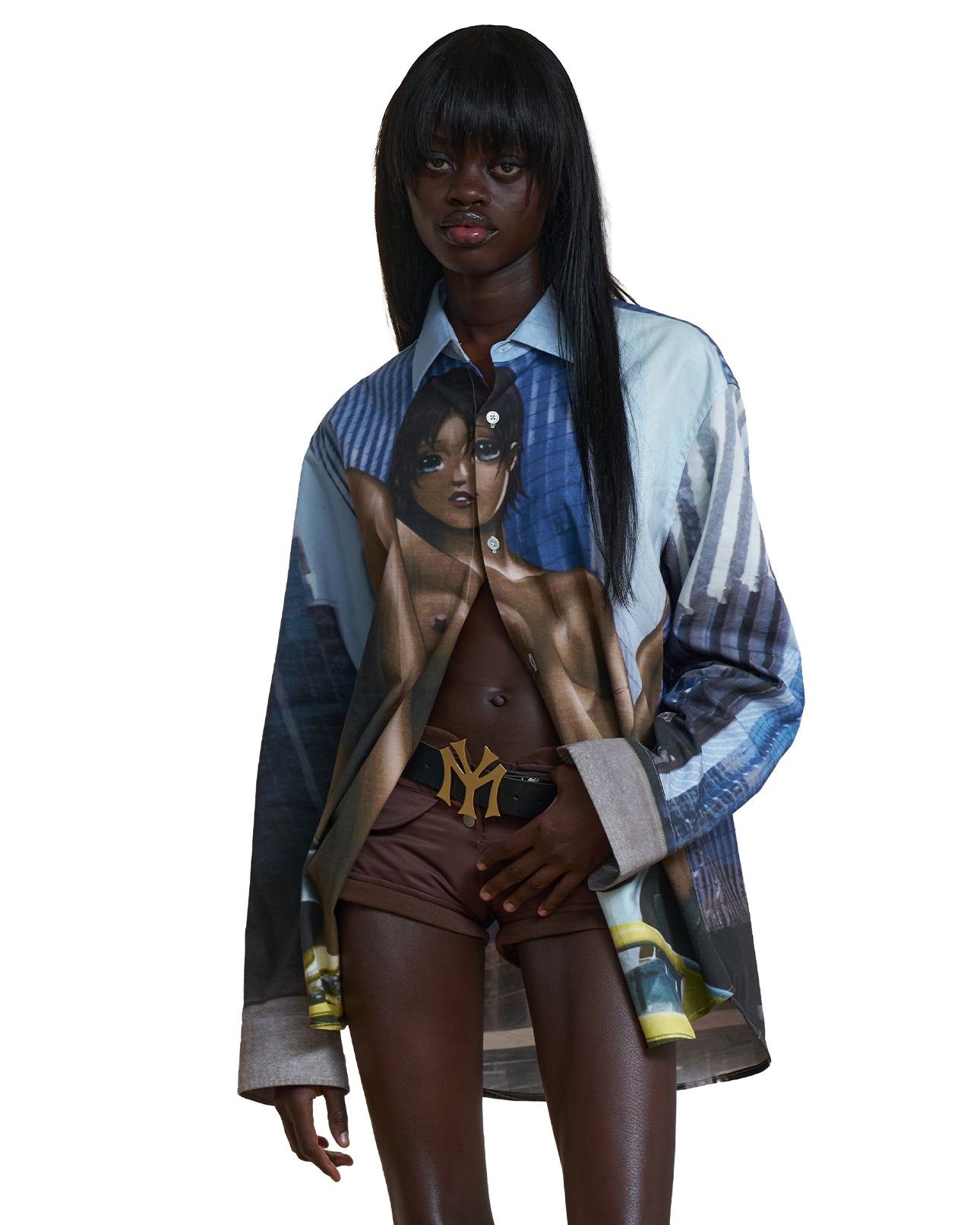 Mowalola Taxi Shirt Hemd Baumwolle Print XS