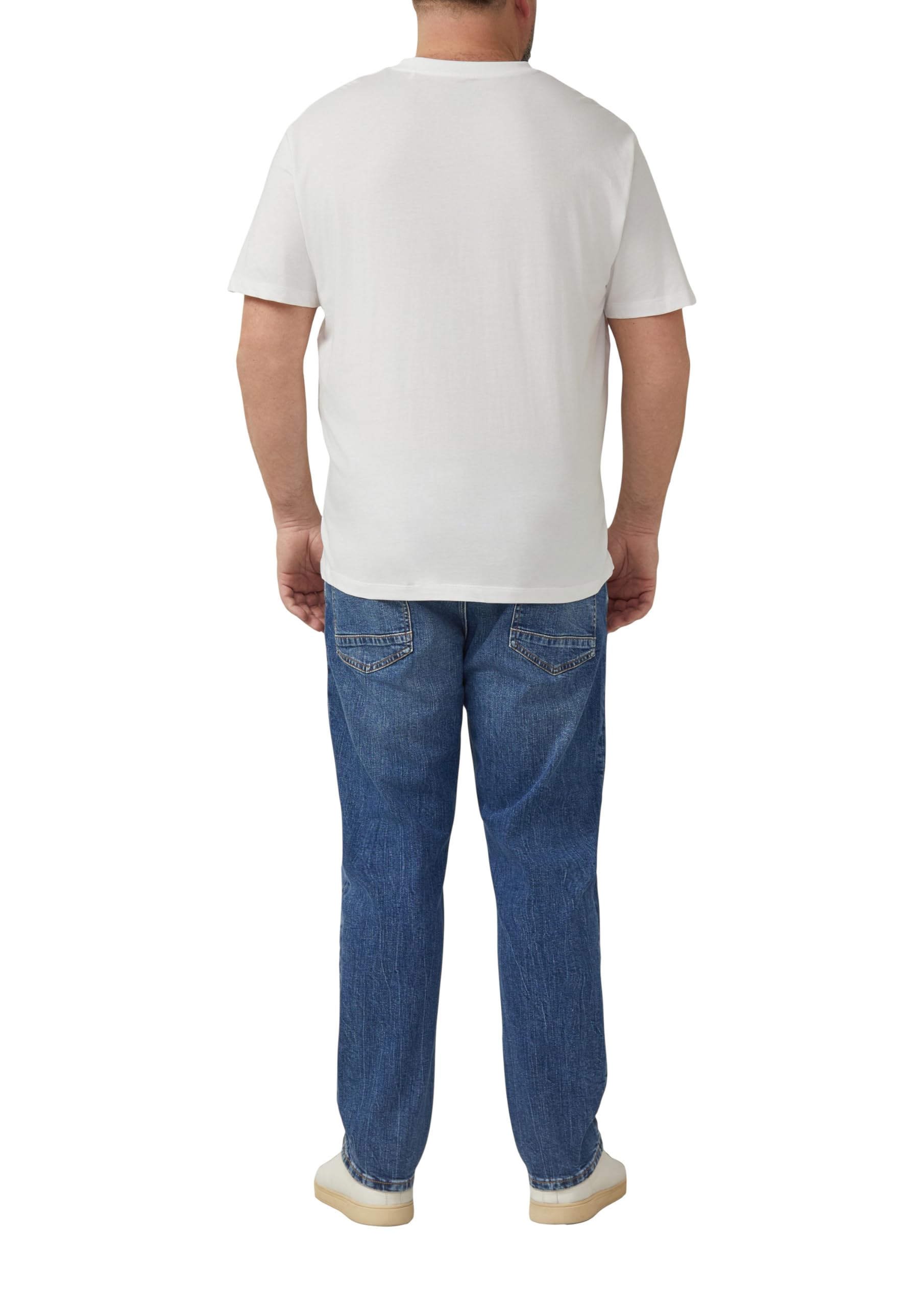 s.Oliver T-Shirt V-Neck Logo-Print weiß 5XL Baumwolle