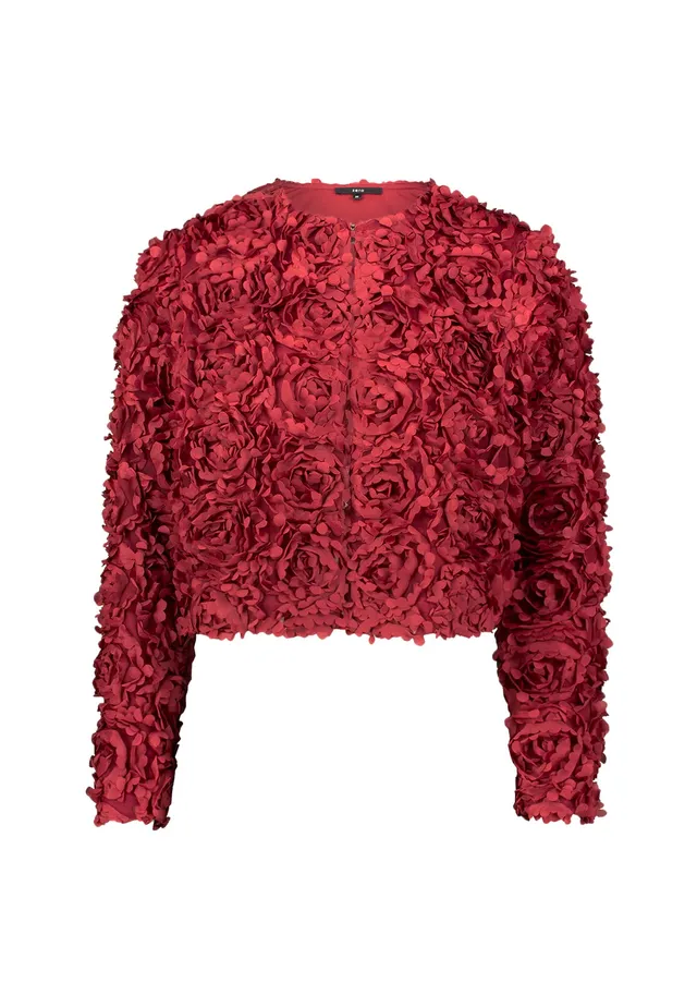zero Bolero-Jacke mit 3D Blumen Cabernet Gr. 40 kurz
