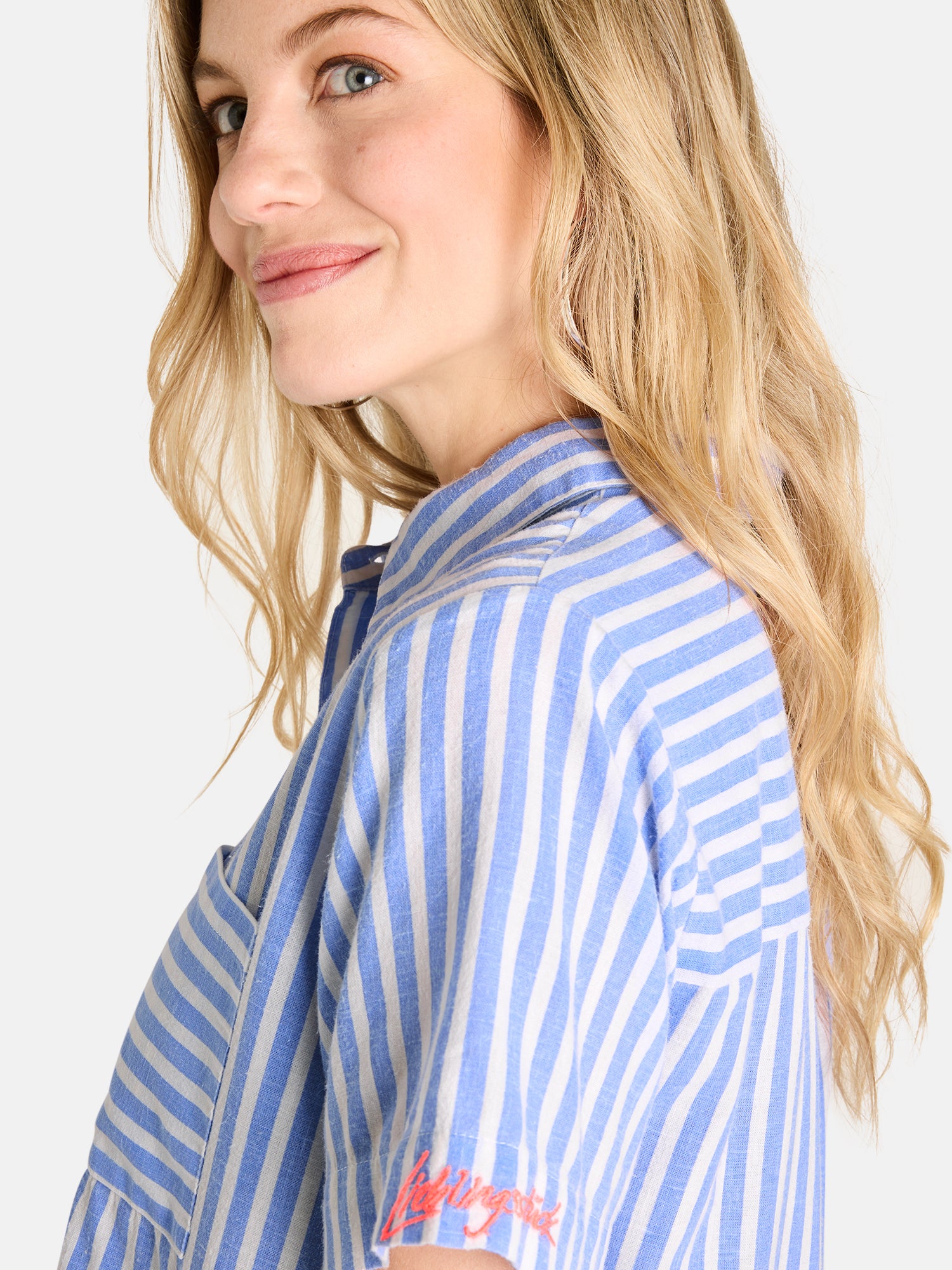 Lieblingsstück PeraL Kurzarm-Bluse royal blue gestreift