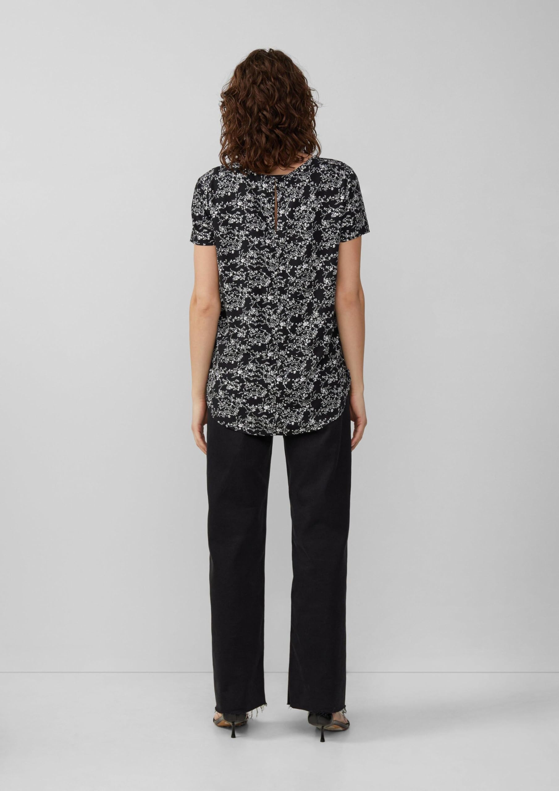 s.Oliver QS Kurzarmbluse Shirt Schwarz 38 Viskose