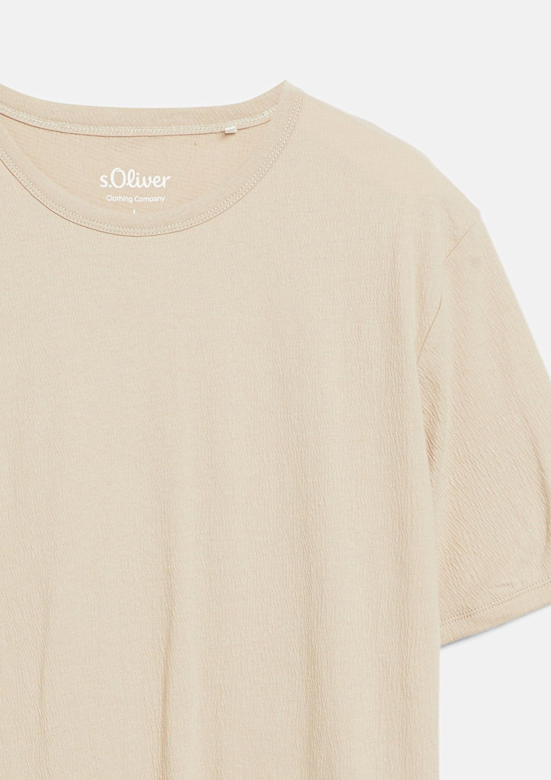 s.Oliver Seersucker T-Shirt leicht strukturiert blau