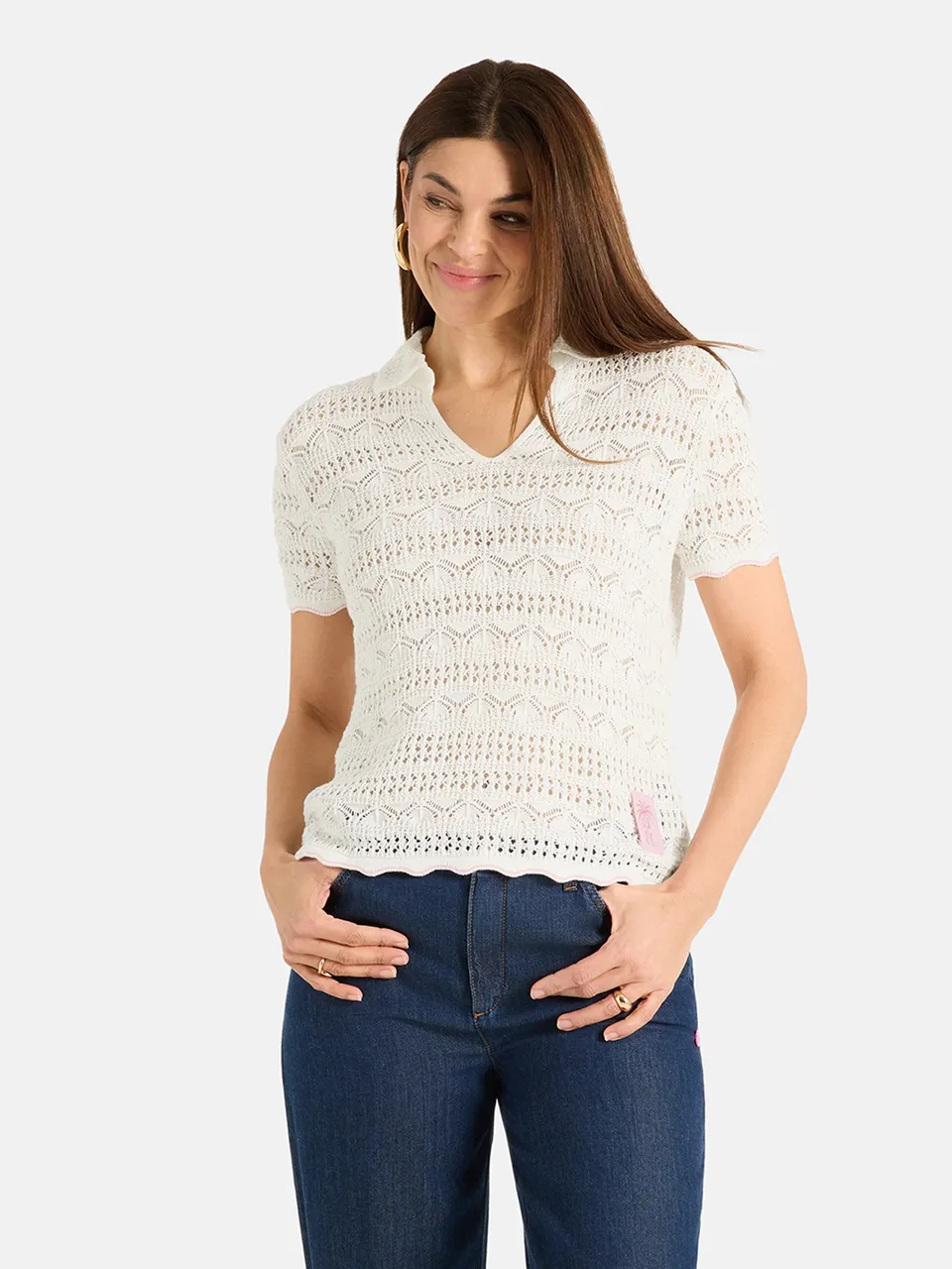 Lieblingsstück AsifaL Kurzarm Pullover offwhite Baumwollmix