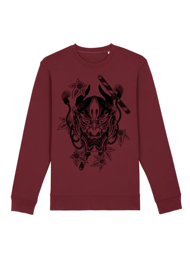 dna merch Hannya Mask Sweatshirt Tattoo Biobaumwolle