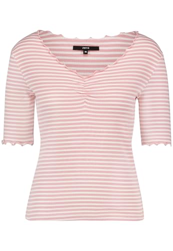 zero Halbarm-Shirt mit Raffung Gr.38 Rosé/Cream