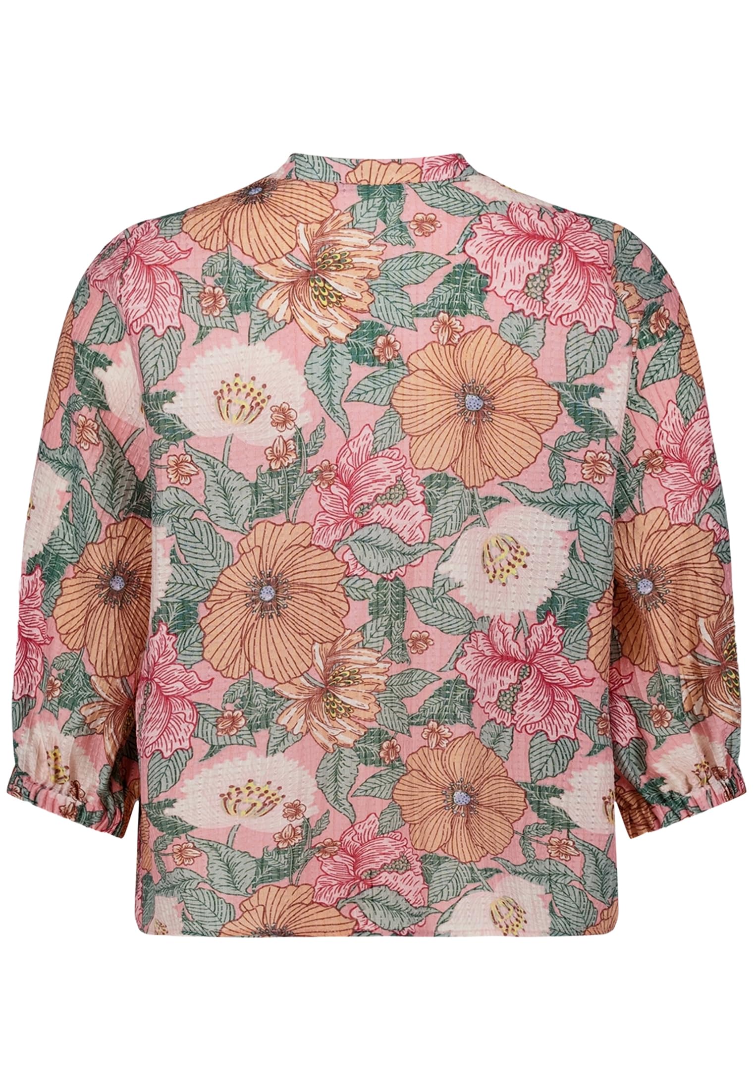 zero Bluse Kurz 3/4 Arm Blumenmuster V-Ausschnitt