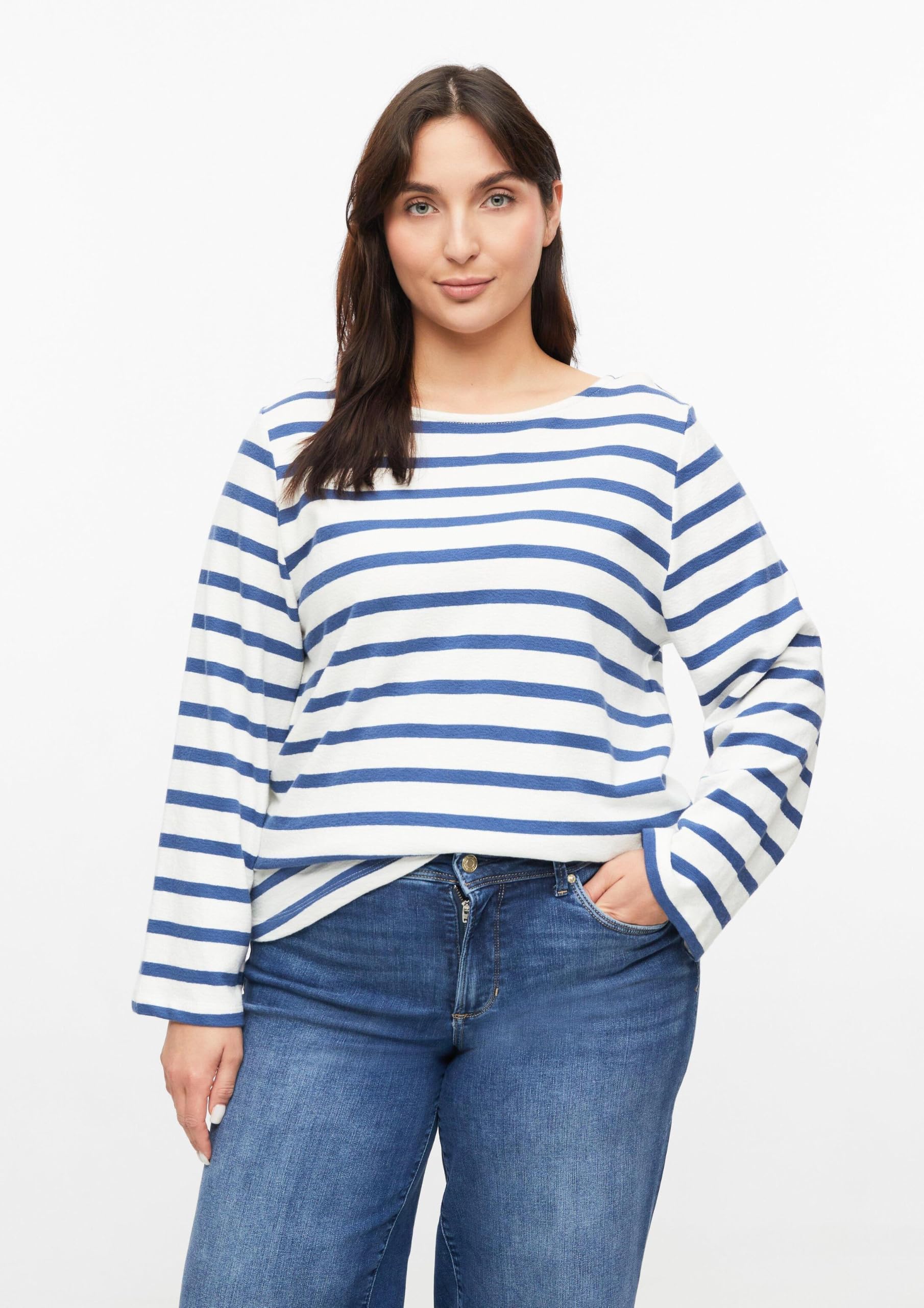 s.Oliver 2181708 Sweatshirt Streifen 48 blau Baumwolle