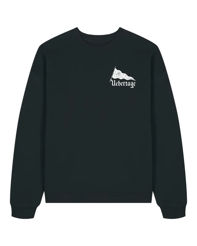 Uebertage Hand-Schuh-Logo Rundhalspullover Oversized Black