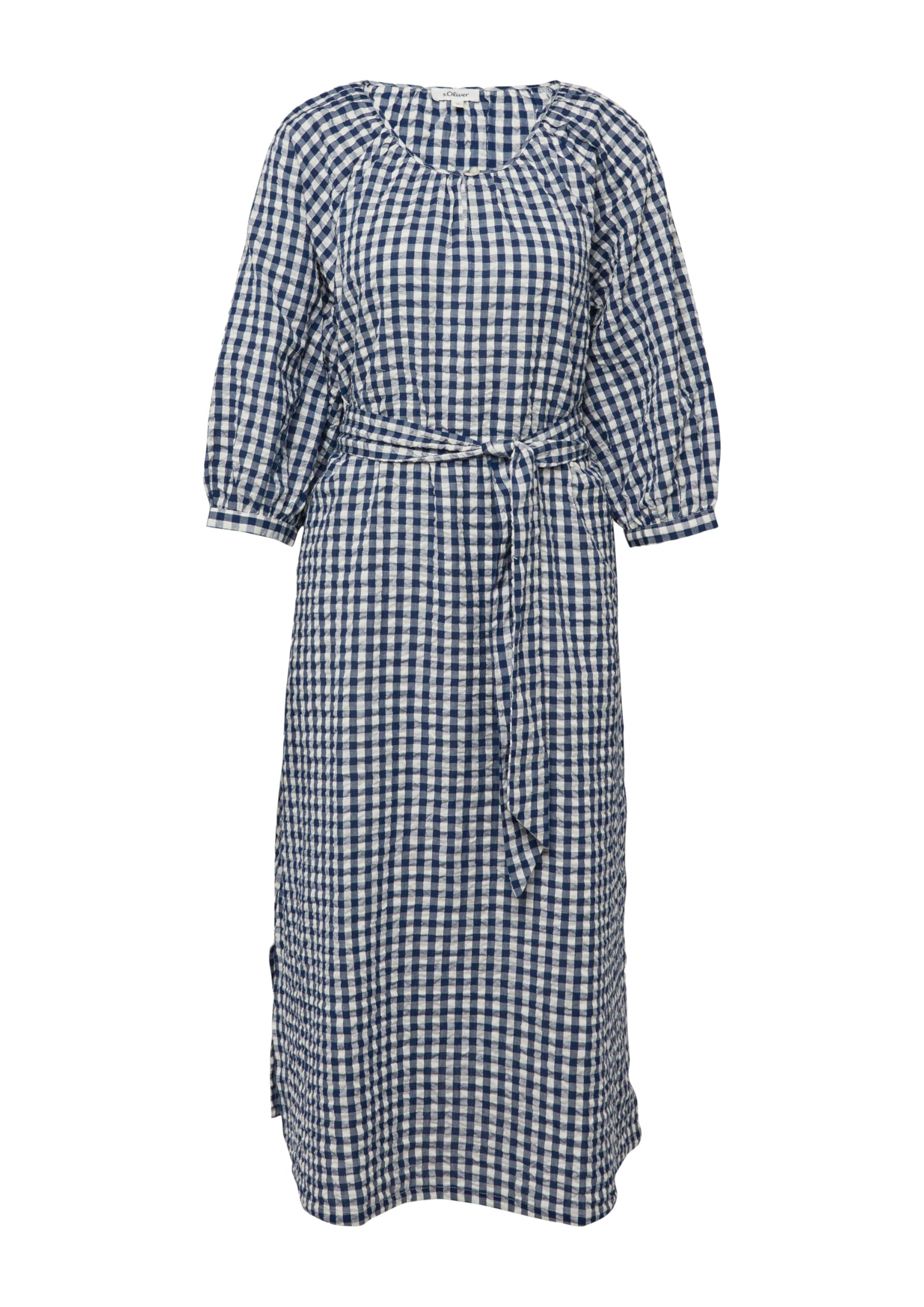 s.Oliver Red Label Seersucker-Kleid kariert 48 Gürtel